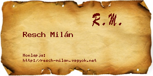 Resch Milán névjegykártya